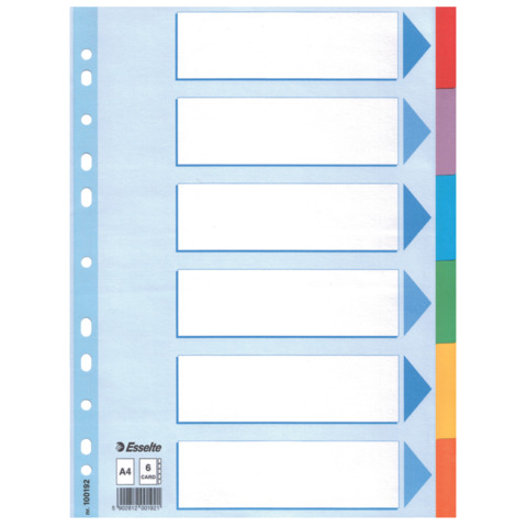 Intercalare cartoncino - 6 tasti colorati - A4 …