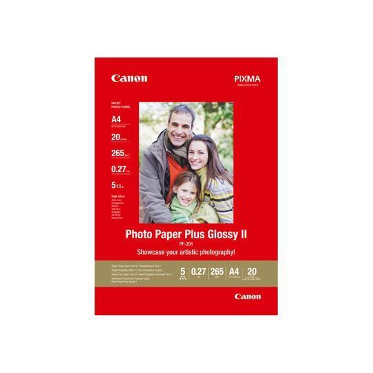 Canon Photo Paper Plus Glossy II PP-201 - Extra-lucida - 270 micron - 100 x 150 mm - 260 g/m² - 5 fogli carta fotografica - per PIXMA iP2600, iP2700, iP3500, iP4500, iX7000, MG8250, MP220, MP520, MX7600, MX850, TS7450