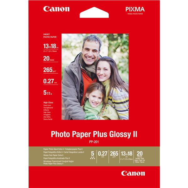 Canon Photo Paper Plus Glossy II PP-201 - Lucido - 130 x 180 mm - 260 g/m² - 20 fogli carta fotografica - per PIXMA iP2700, iX7000, MG2555, MP520, MP610, MP970, MX300, MX310, MX700, MX850, TS7450