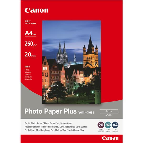 Canon Photo Paper Plus SG-201 - Semi-lucida - A4 (210 x 297 mm) - 260 g/m² - 20 fogli carta fotografica - per PIXMA iP3680, MG8250, MP198, MP228, MP245, MP258, MP476, PRO-1, PRO-10, 100, TS7450; S450