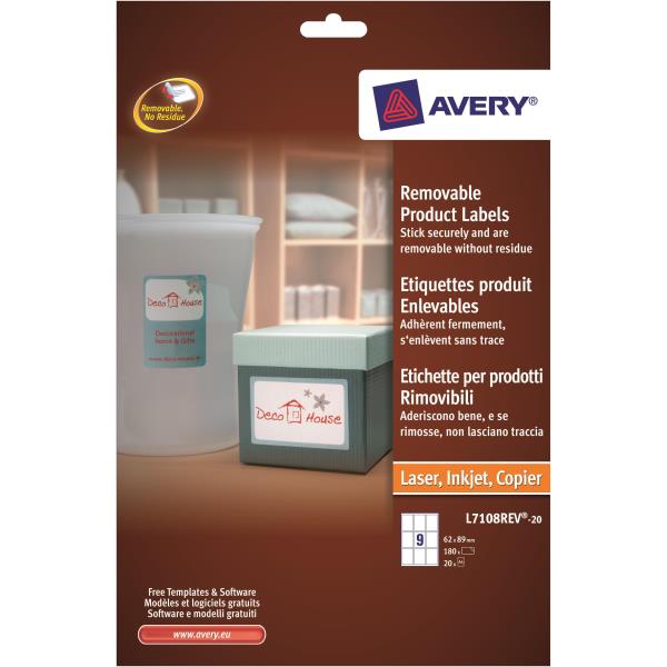 Avery Zweckform L7108REV-20 - Adesivo rimovibile - bianco …