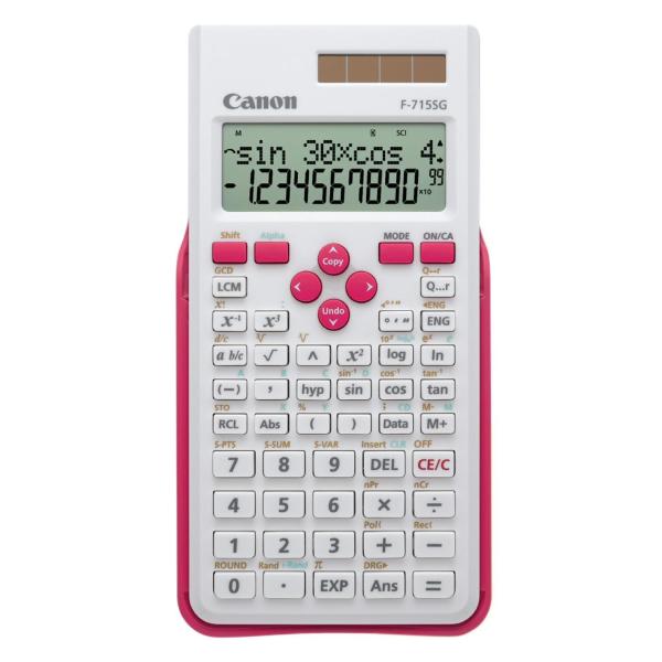 Canon F-715SG - Calcolatrice scientifica - 10 cifre + 2 esponenti - pannello solare, batteria - bianco con magenta