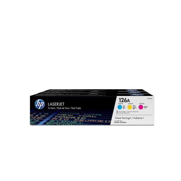 HP 126A - Confezione da 3 - giallo, ciano, magenta - originale - LaserJet - cartuccia toner (CF341A) - per Color LaserJet Pro CP1025; LaserJet Pro MFP M175; TopShot LaserJet Pro M275