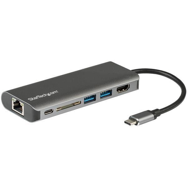 StarTech.com Adattatore USB C multiporta - USB-C a 4K HDMI, 3x USB 3.0 Hub, SD/SDHC, GbE, 60W PD - Mini dock portatile - VERSIONE AGGIORNATA DI DKT30CSDHPD (DKT30CSDHPD3) - Docking station - USB-C - GigE - per P/N: ARMPIVOTE2, FPPNEUSTND, MONSTADQI