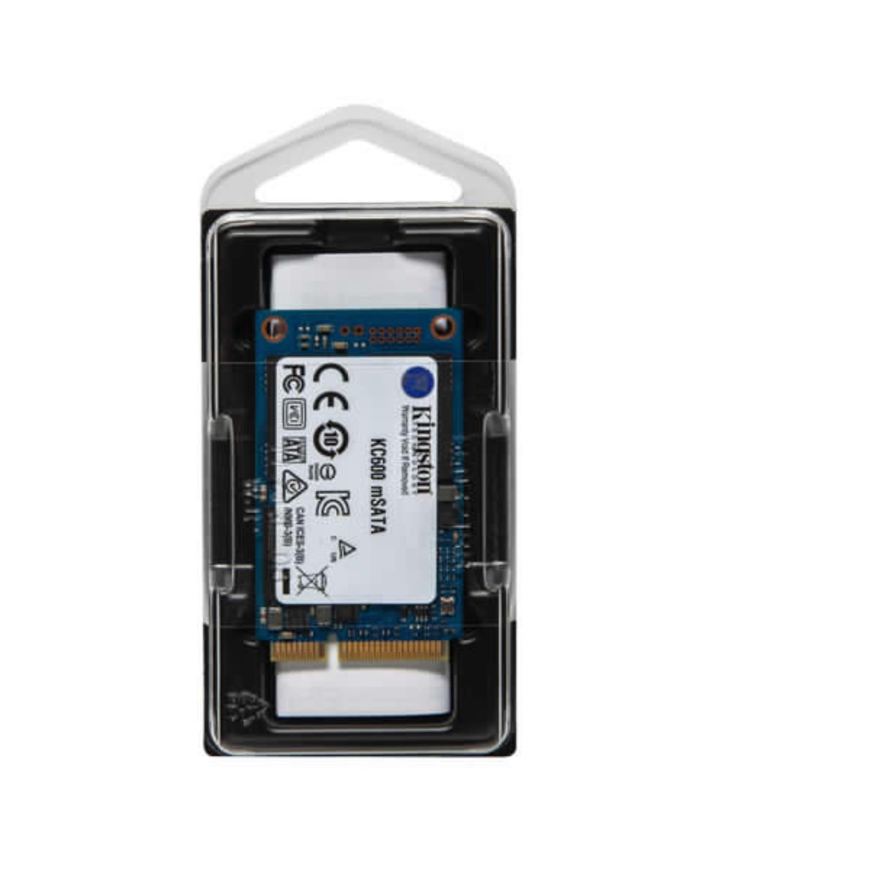 Kingston KC600 - SSD - crittografato - 512 GB - interno - mSATA - SATA 6Gb/s - 256 bit AES - Self-Encrypting Drive (SED), TCG Opal Encryption