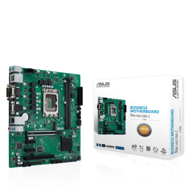 ASUS Pro H610M-C-CSM - Scheda madre - micro ATX - zoccolo LGA1700 - H610 Chipset - USB 3.2 Gen 1, USB 3.2 Gen 2 - Gigabit LAN - scheda grafica (richiesta CPU) - HD Audio (8 canali)