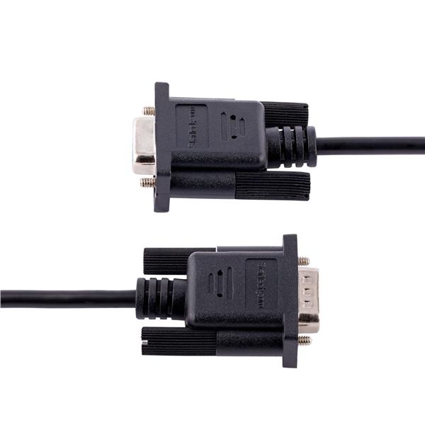 StarTech.com 3m RS232 Serial Null Modem Cable, Crossover Serial Cable w/Al-Mylar Shielding, DB9 Serial COM Port Cable Female to Male, Compatible w/DTE Devices - Tool-Less Design w/Thumbscrews, Black, F/M (9FMNM-3M-RS232-CABLE) - Cavo null modem - DB-9 (F) a DB-9 (M) - 3 m - stampato, viti a serraggio manuale, crossover - nero