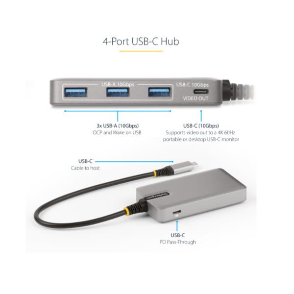 StarTech.com 4-Port USB-C Hub with USB-C DP Alt …