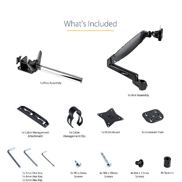 StarTech.com Supporto per Monitor da Scrivania - Braccio per monitor VESA 32"/49" Ultrawide 8kg - Staffa porta Monitor Singolo - Altezza Regolabile/Snodato - Morsetto a C o Vite Passante (ARMPIVOTE2) - Kit montaggio (gruppo braccetto, supporto VESA) - braccio regolabile a pieno movimento - per Monitor - acciaio resistente - dimensione schermo: 32"-49" - montabile su desk