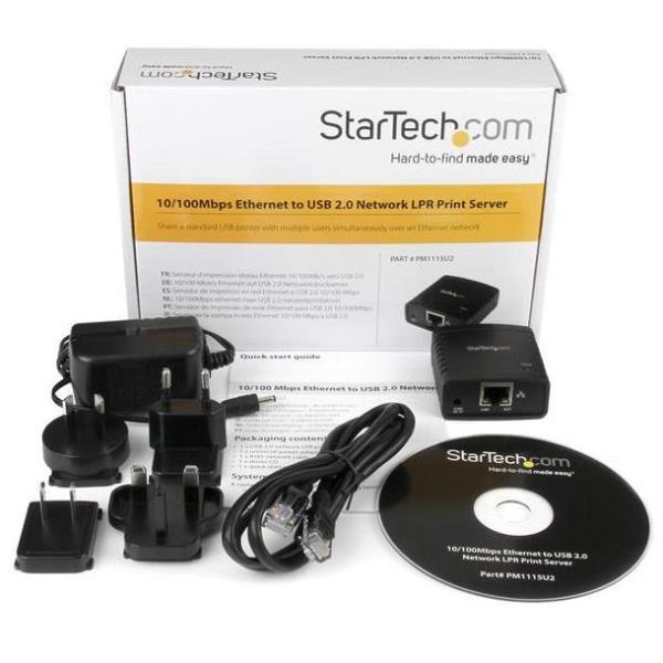 StarTech.com Server di rete per Stampante Ethernet 10/100 Mbps con porta USB 2.0 - Server di stampa - USB 2.0 - 10/100 Ethernet - nero - per P/N: SVA5H2NEUA