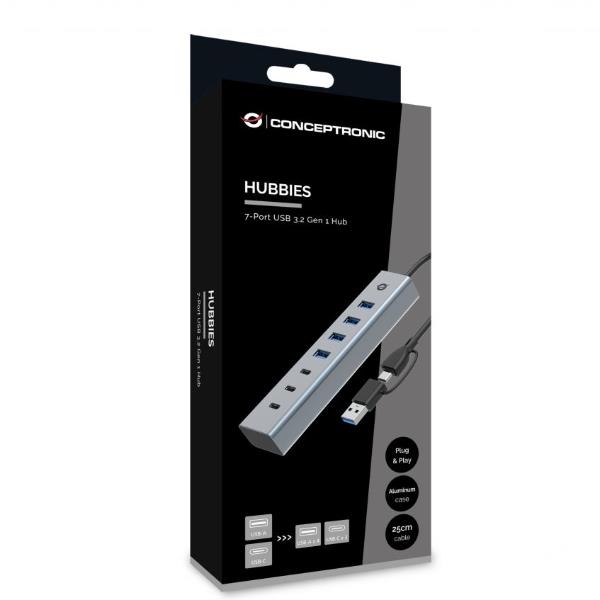 Conceptronic HUB USB 3.0 7 PORTE, 5Gbps, 3x …