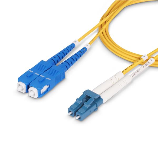 StarTech.com 2m (6ft) LC to SC (UPC) OS2 Single Mode Duplex Fiber Optic Cable, 9/125µm, Laser Optimized, 10G, Bend Insensitive, Low Insertion Loss - LSZH Fiber Patch Cord (SMLCSC-OS2-2M) - Cavo patch - modalità singola LC/UPC (M) a modalità singola SC/UP (M) - 2 m - 2 mm - fibra ottica - duplex - 9 / 125 micron - OS1/OS2 - senza alogeni, passivo - giallo