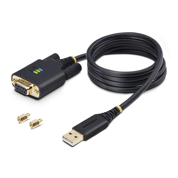 StarTech.com 3ft (1m) USB to Null Modem Serial Adapter Cable, Interchangeable DB9 Screws/Nuts, COM Retention, USB-A to RS232, FTDI, Level-4 ESD Protection, Windows/macOS/ChromeOS/Linux - Rugged TPE Construction (1P3FFCNB-USB-SERIAL) - Cavo USB / seriale - USB (M) a DB-9 (M) - 1 m - nero