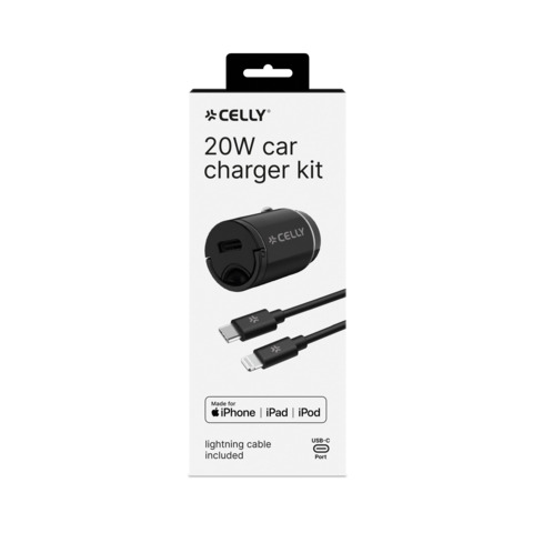 Celly CCMINILIGHT - 20W USB-C Car Charger +USB-C …