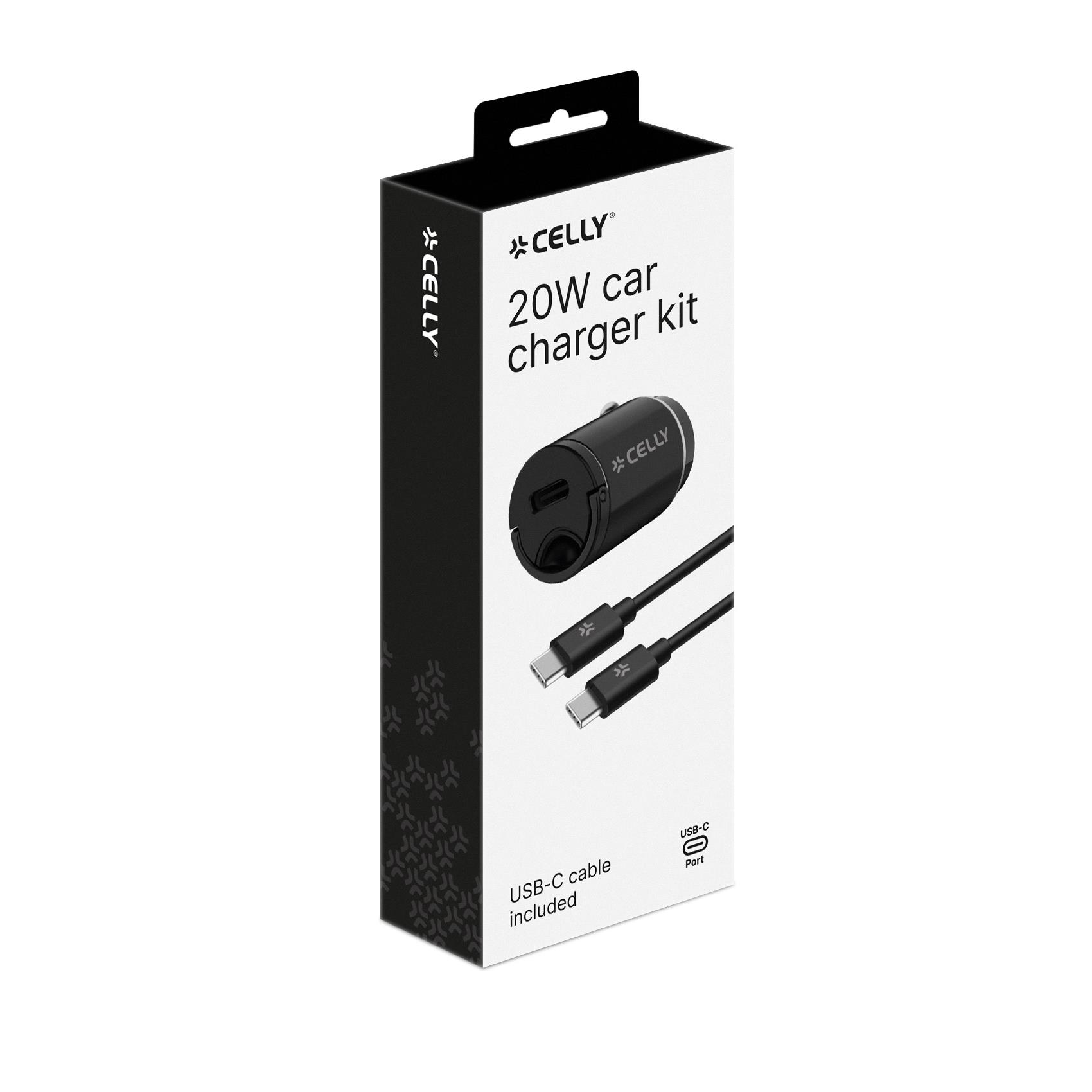 Celly CCMINITYPEC - 20W USB-C Car Charger+USB-C to …