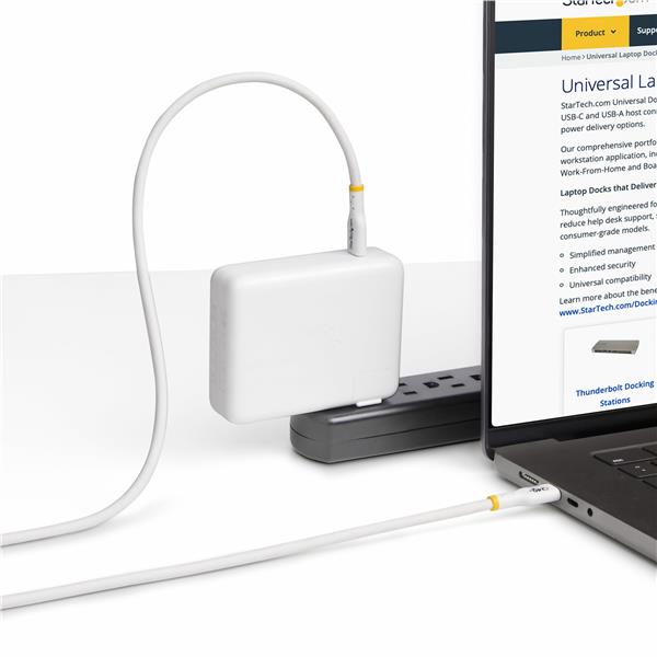 StarTech.com 1m USB C Charging Cable, USB-IF Certified USB-C Cable, 240W - Cavo USB - 24 pin USB-C (M) a 24 pin USB-C (M) - USB 2.0 - 48 V - 5 A - 1 m - senza alogeni, passivo, specifica extended power range (EPR), Alimentazione USB (240 W), supporta Power Delivery 3,1 - bianco