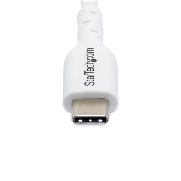 StarTech.com 2m (6.6ft) White USB-C Charging Cable, USB C Cable, USB 2.0 Type-C Laptop Charger Cord, 60W 3A Power Delivery, TPE Jacket, USB-C Data Transfer Cable, M/M - Cavo USB - 24 pin USB-C (M) a 24 pin USB-C (M) - USB 2.0 - 3 A - 2 m - USB Power Delivery (60W) - bianco