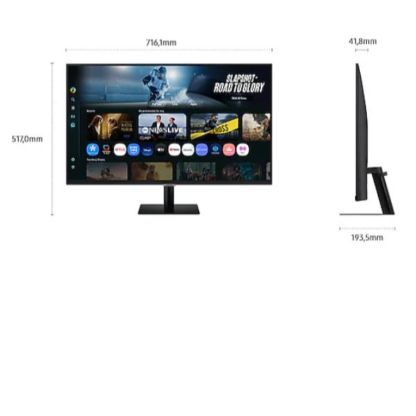 Samsung Smart Monitor - M70F da 32ʺ UHD, 81,3 cm (32ʺ), 3840 x 2160 Pixel, 4K Ultra HD, LCD, 4 ms, Nero