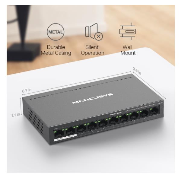 Mercusys MS110P, Gestito, Fast Ethernet (10/100), Full duplex, …