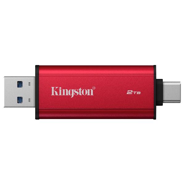 Kingston Technology 2TB Dual USB-A/C Portable SSD, Up to 1050MB/s USB 3.2 Gen 2, 2 TB, USB Type-A / USB Type-C, 3.2 Gen 2 (3.1 Gen 2), 1050 MB/s, Nero, Rosso