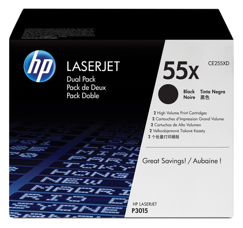 Hp - Confezione 2 Toner originale - 55X - Nero - CE255XD - 12.500 pag/cad