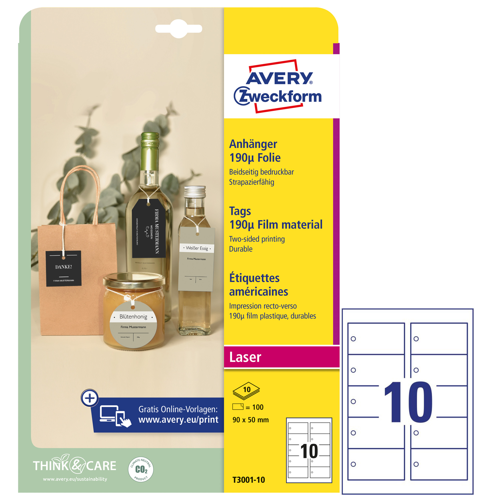 Cartellino stampabile resistente - plastica 190 µ - …