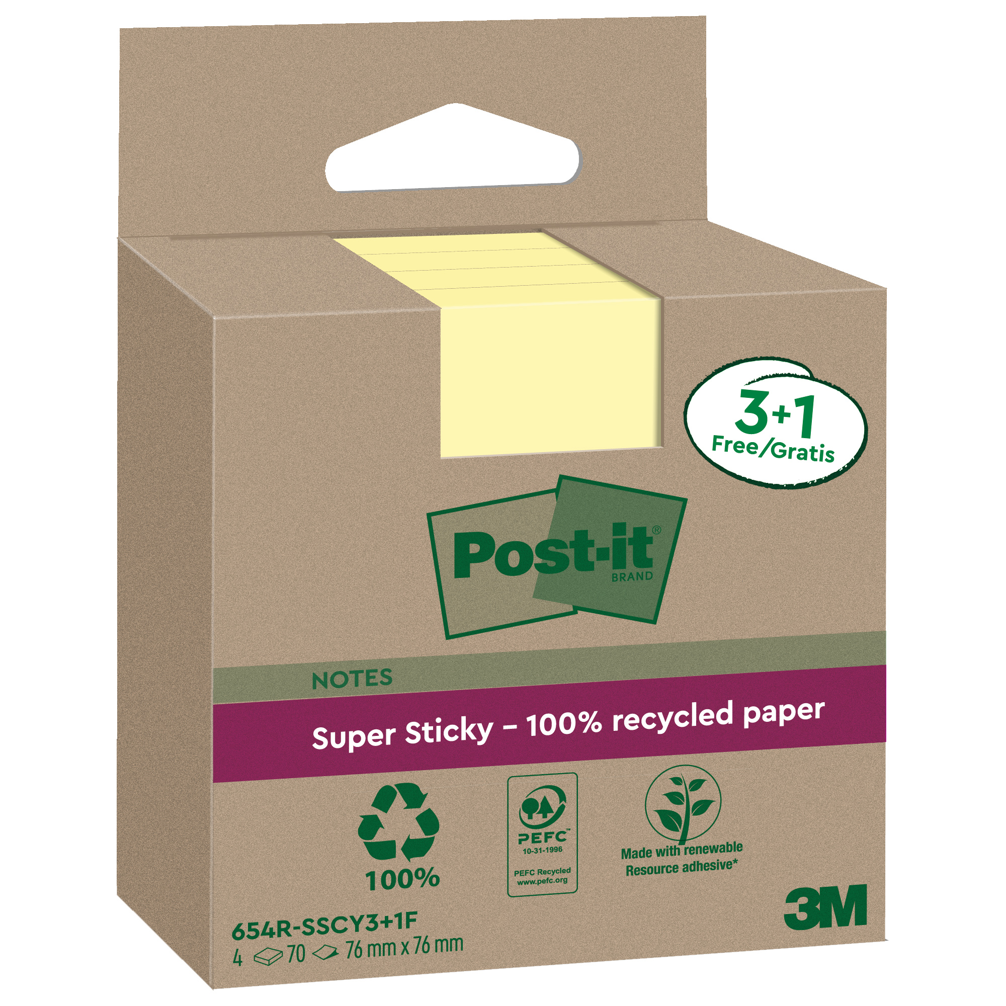 Blocco foglietti Post-it SuperSticky Green - 654R-SSCY3+1 - …
