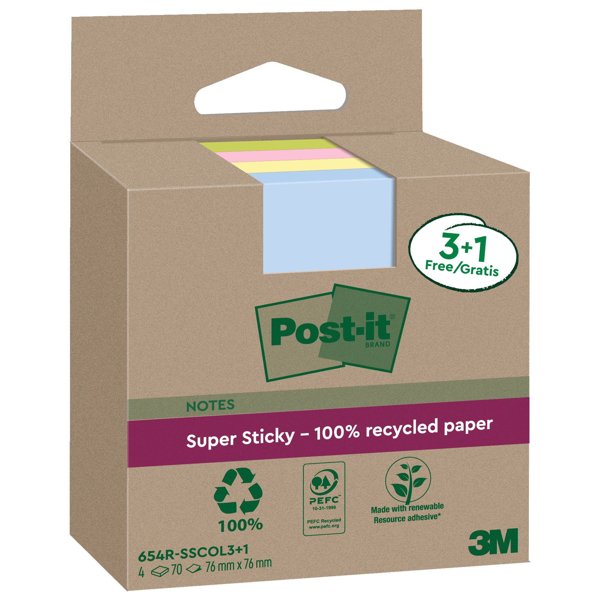 Blocco foglietti Post-it SuperSticky Green - 654R-SSCOL3+1 - …