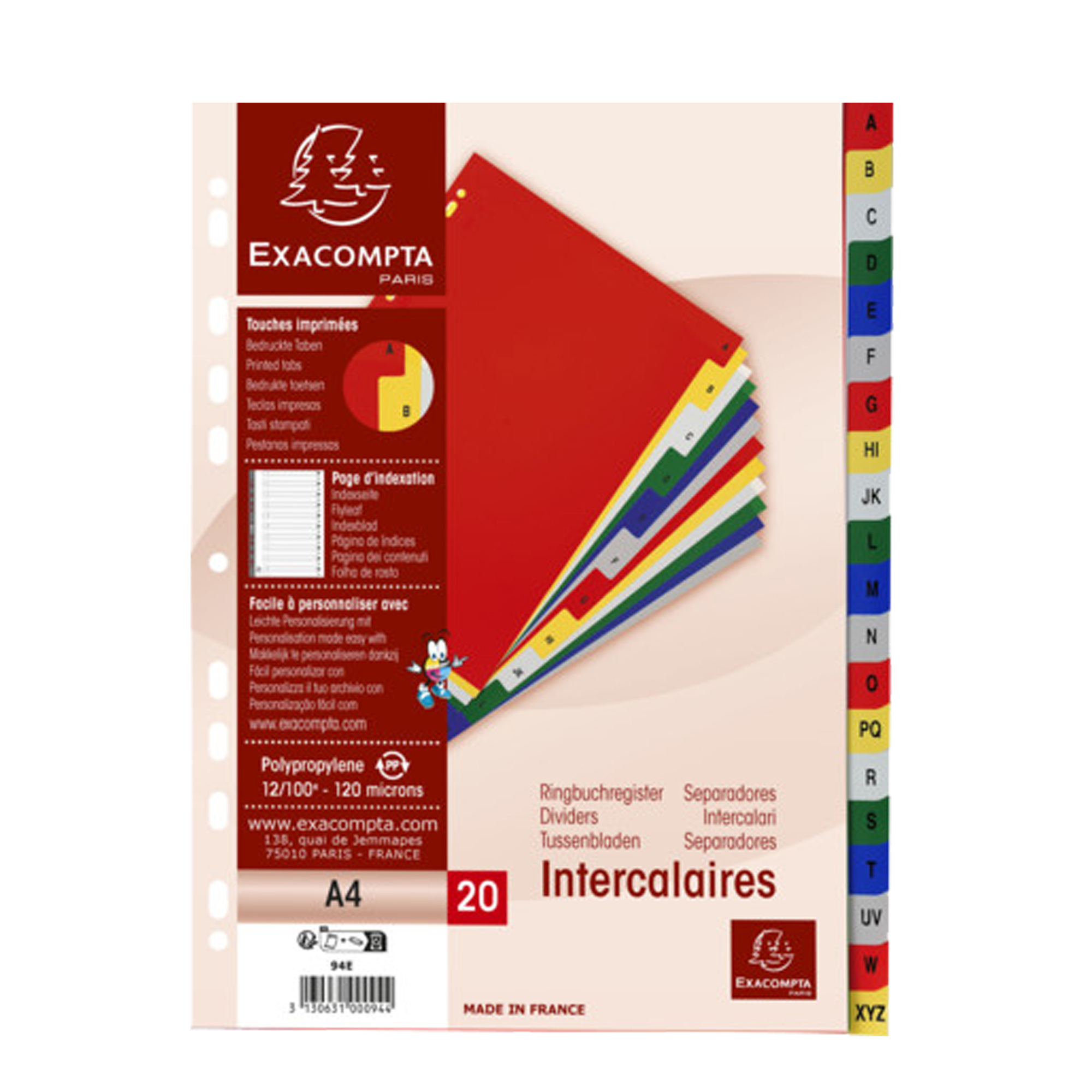 Separatore alfabetico A/Z - colori assortiti 160 gr …
