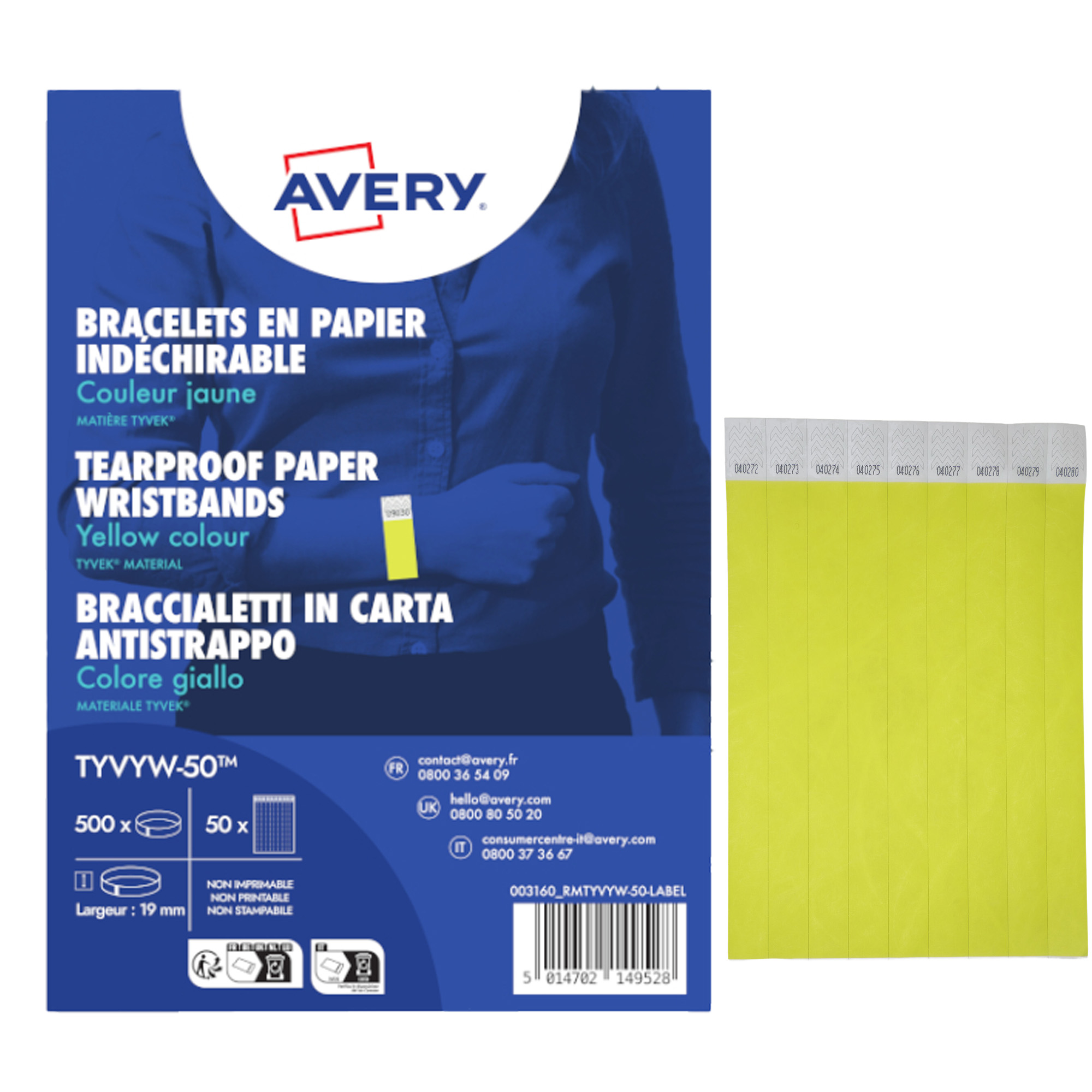 Braccialetti identificativi - in Tyvek - giallo fluo …
