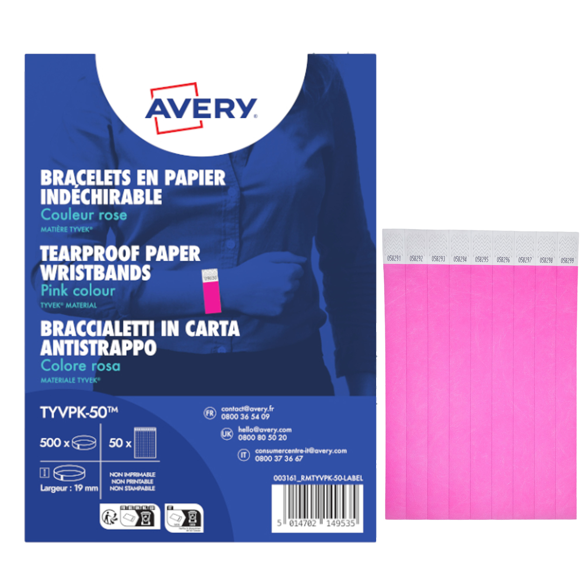 Braccialetti identificativi - in Tyvek - rosa fluo …