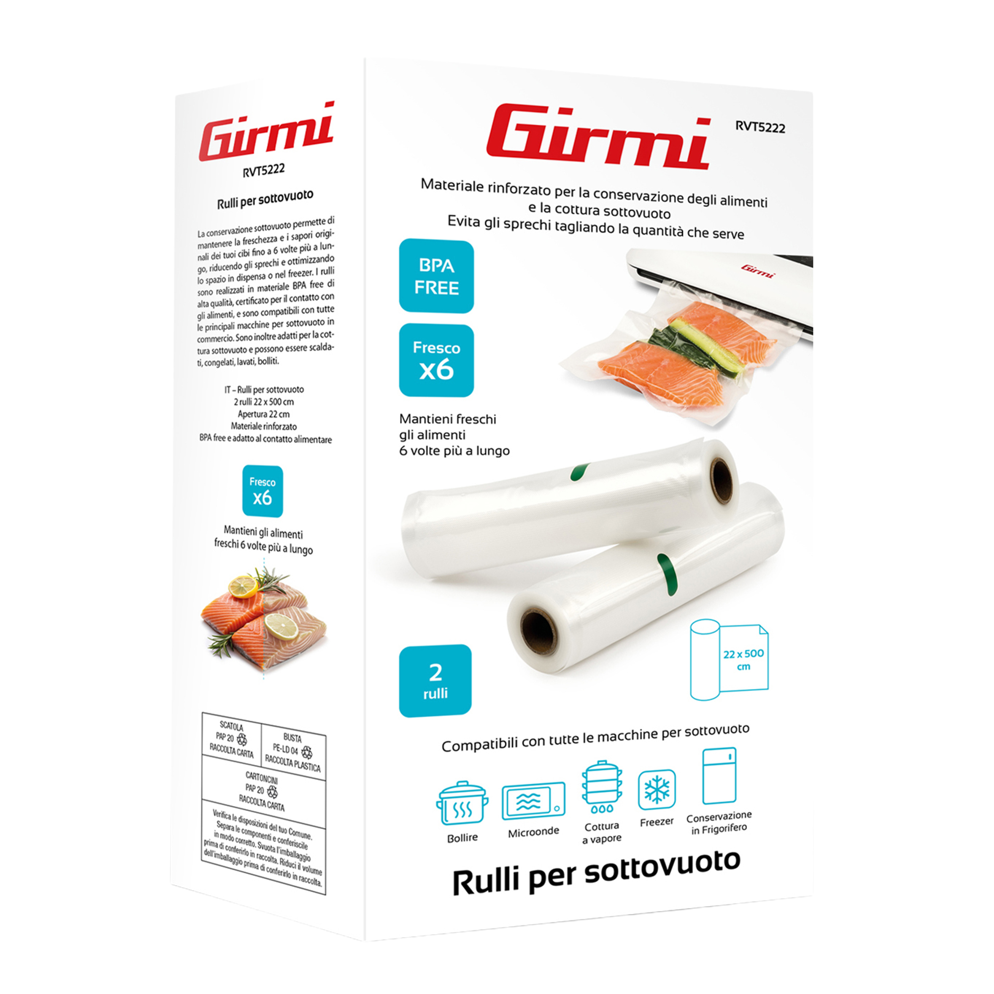 Conf. 2 Rulli per sottovuoto 22x500cm Girmi