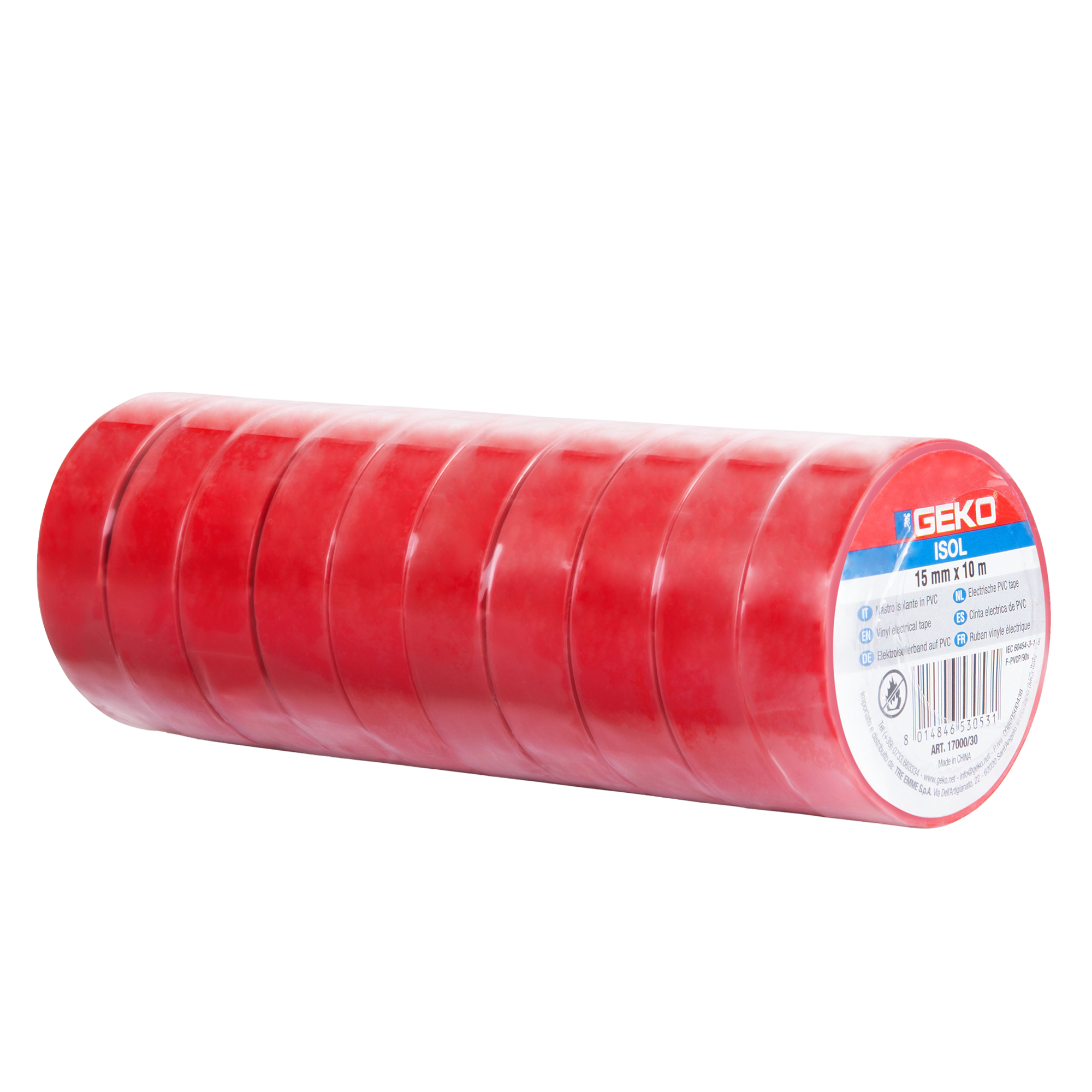Nastro adesivo isolante 15mmx10mt rosso Geko