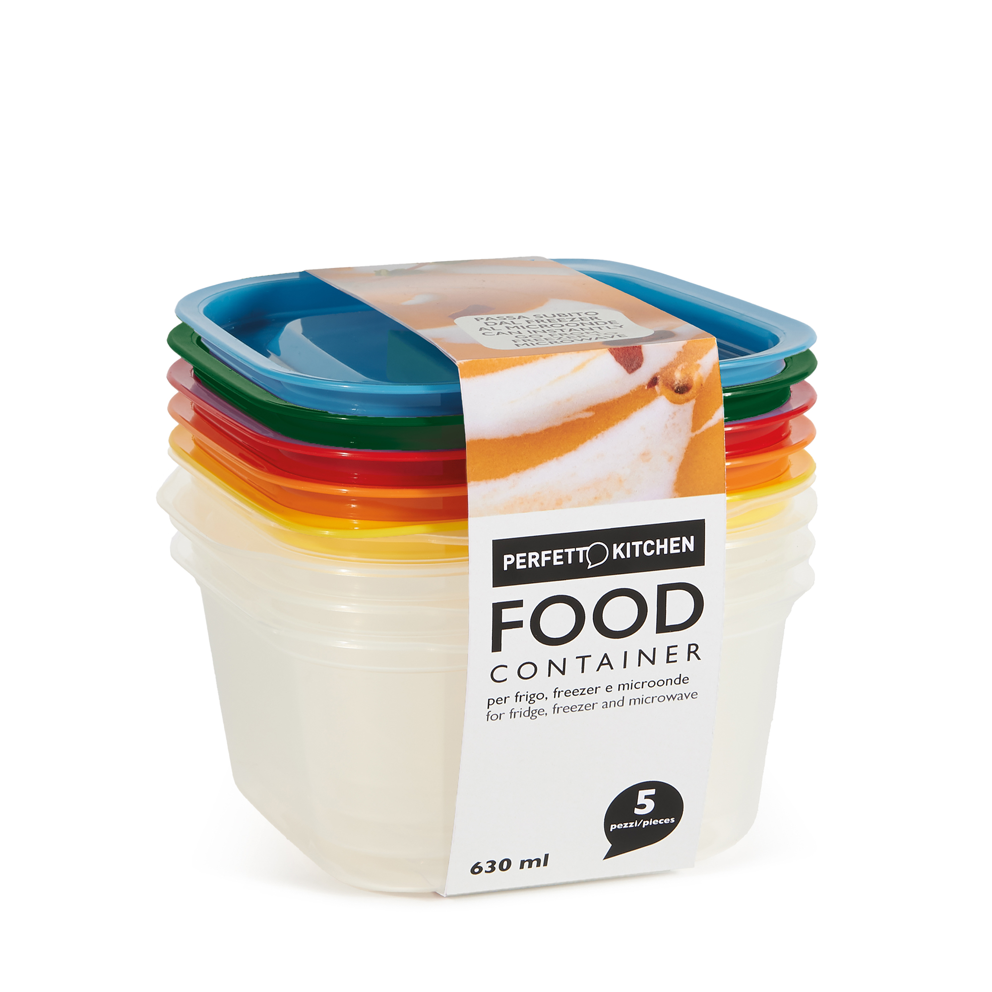 conf. 5pz contenitori alimenti in PP 150x137x69mm 630ml …