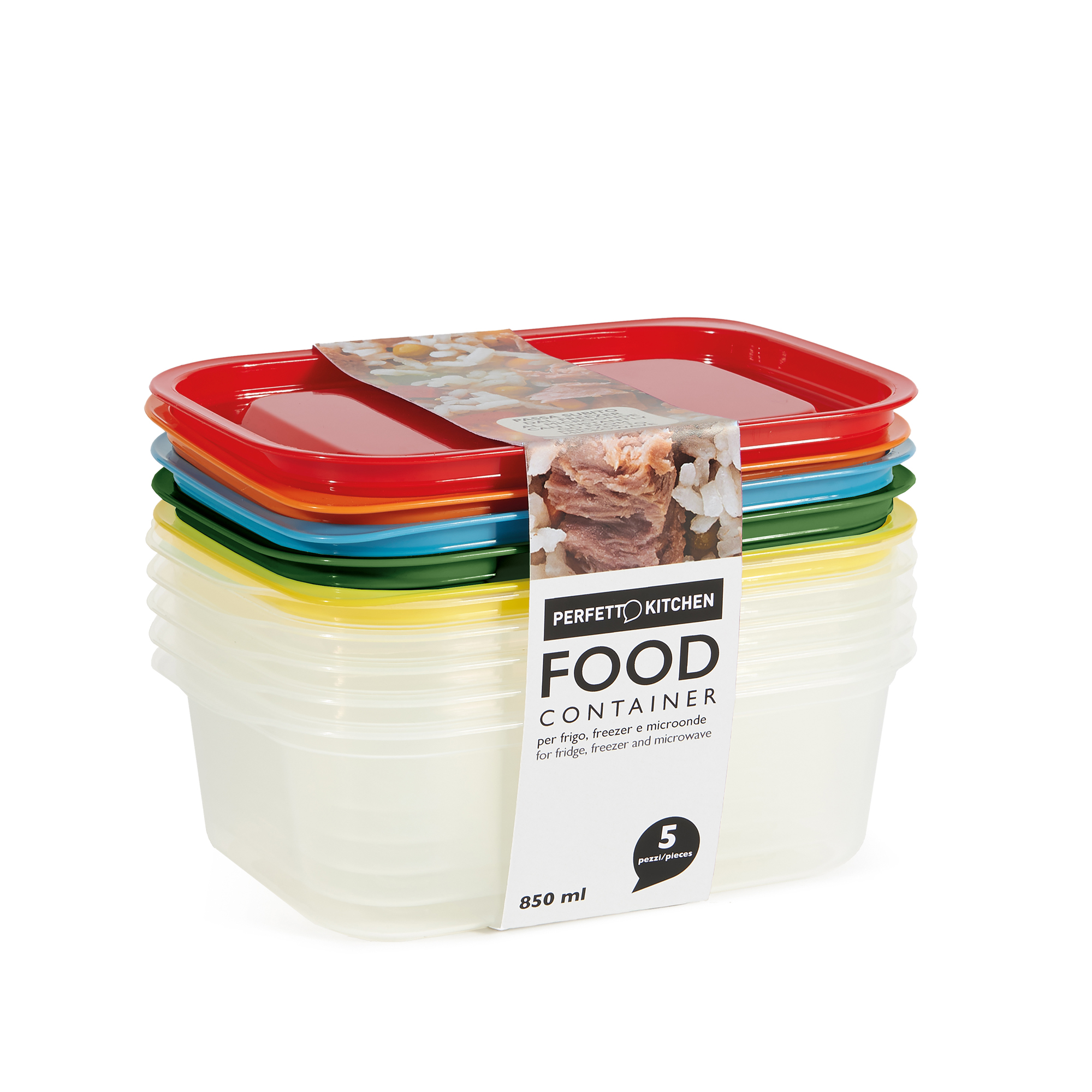 conf. 5pz contenitori alimenti in PP 203x137x64mm 850ml …
