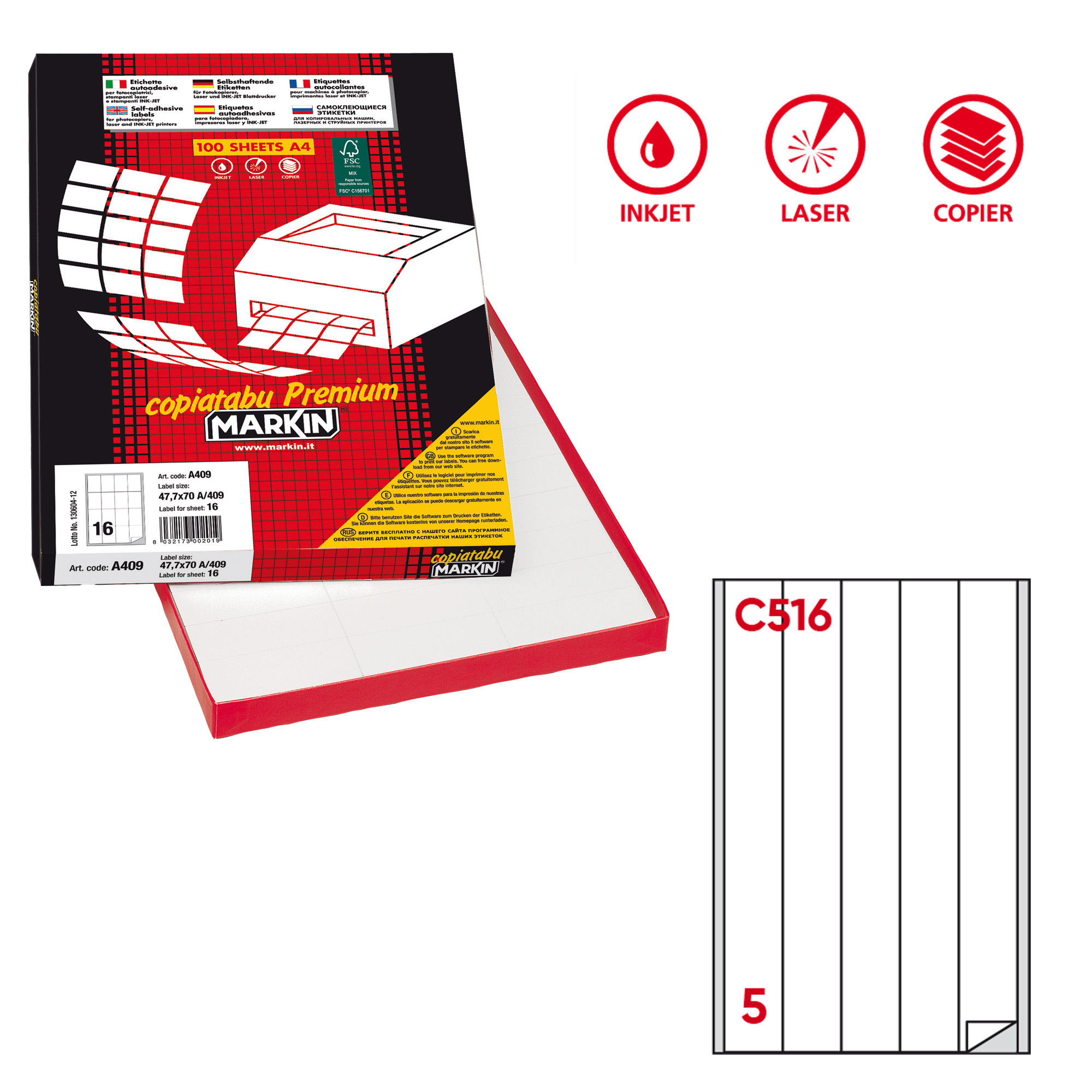 Etichette adesive C/516 - in carta - permanenti …