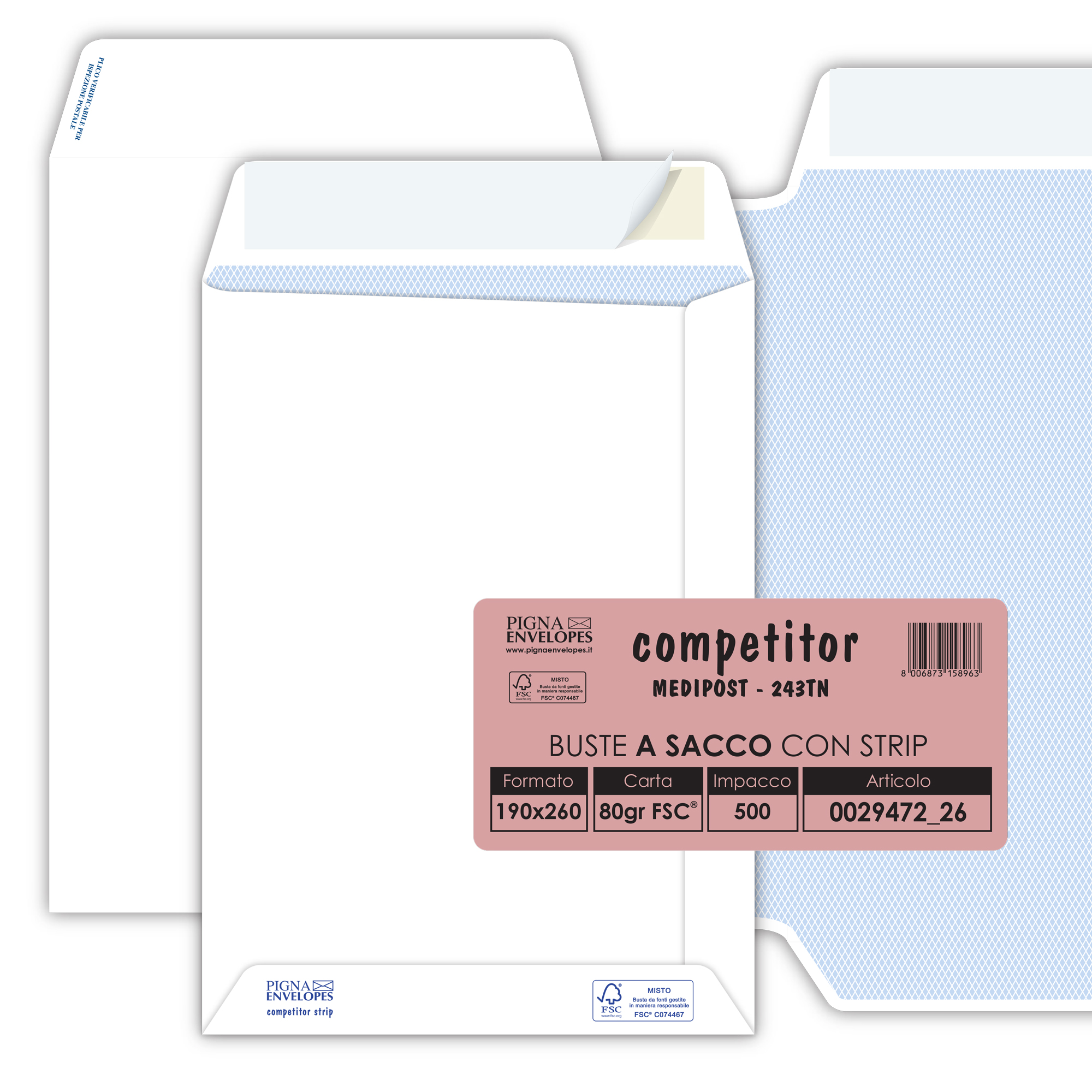 Busta a sacco Competitor FSC - strip adesivo …