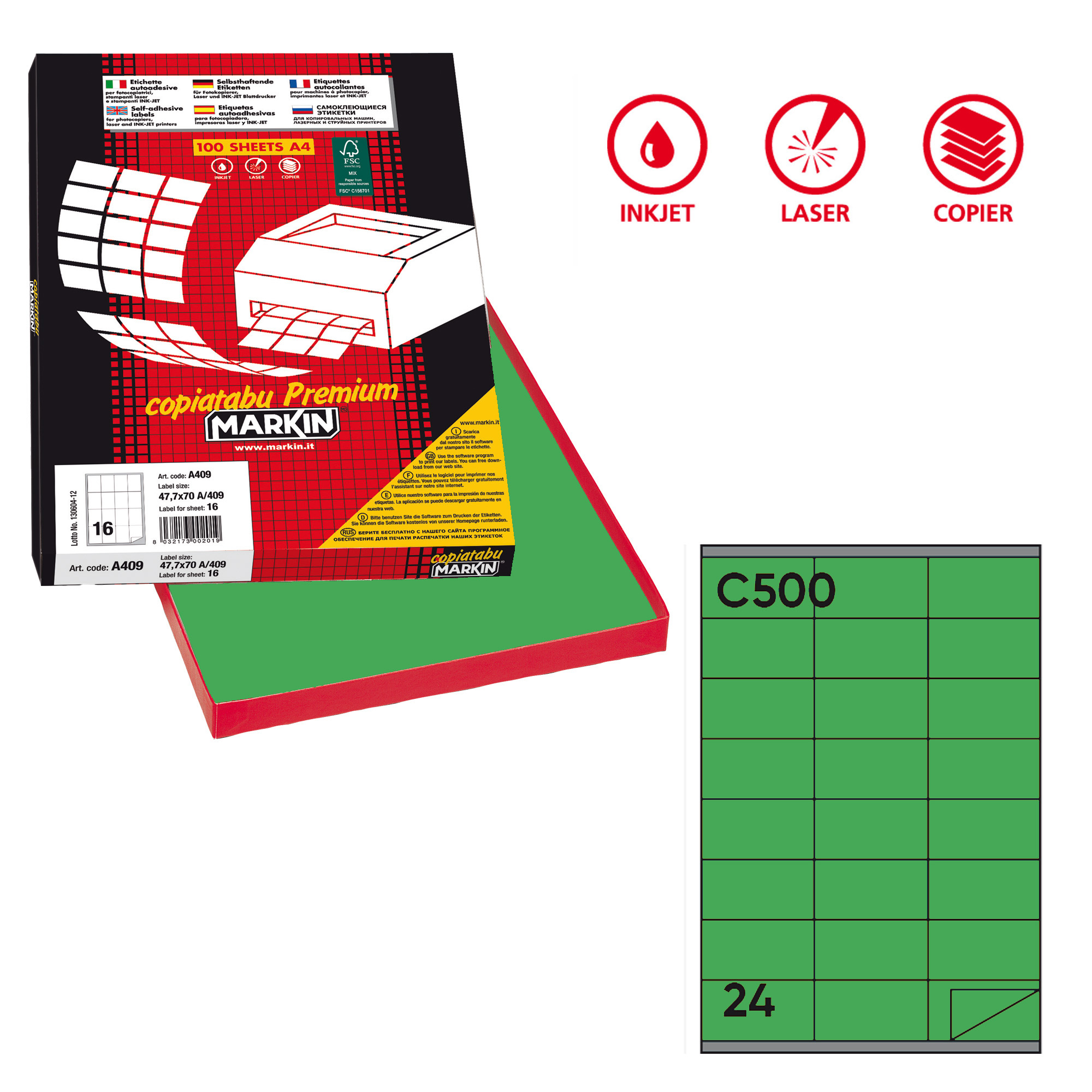 Etichette adesive C/500 - in carta - permanenti …