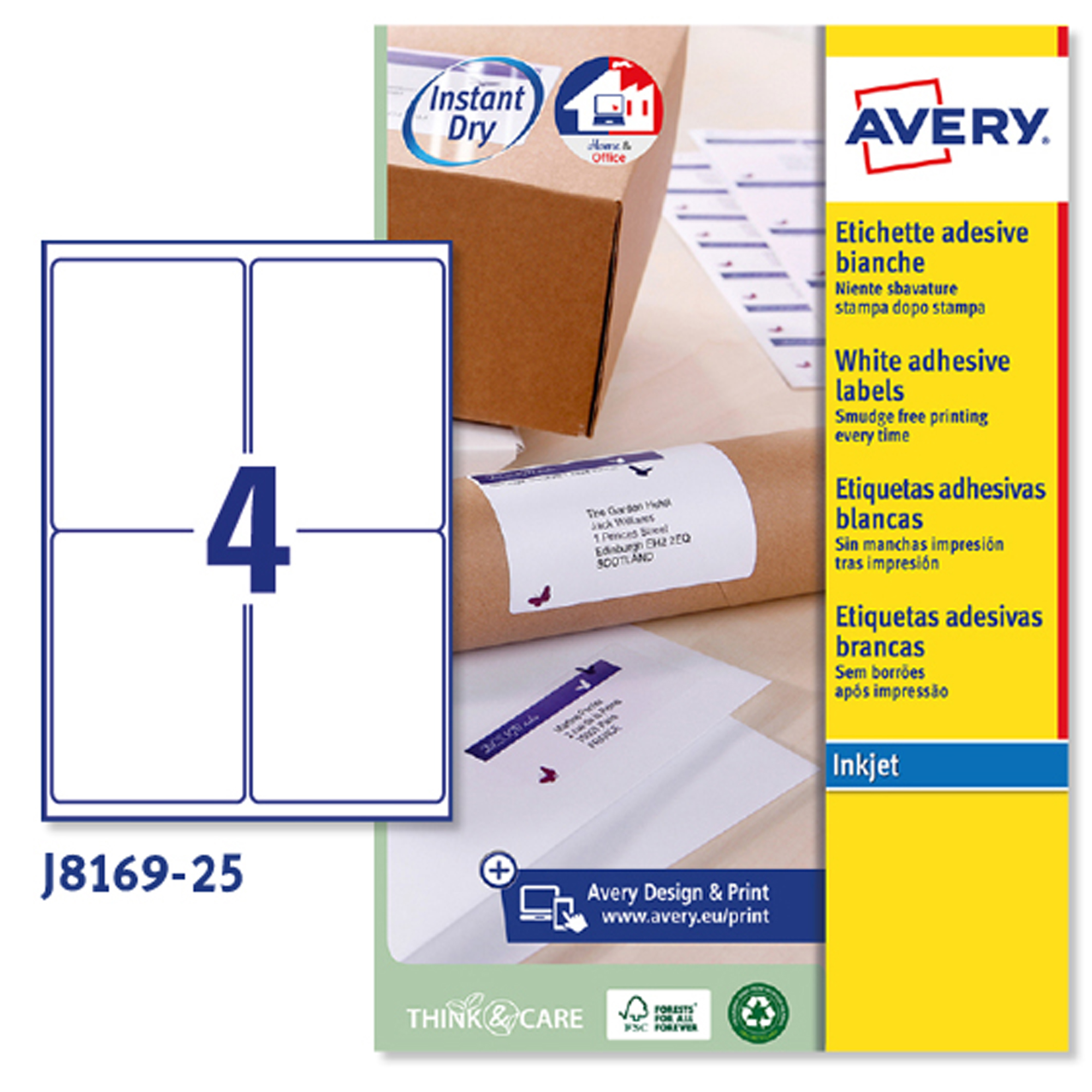 Etichette adesive J8169 - in carta - angoli …