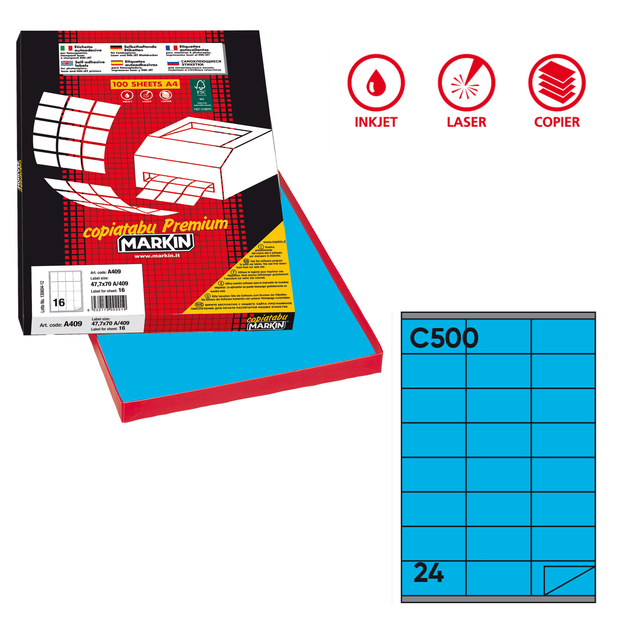 Etichette adesive C/500 - in carta - permanenti …