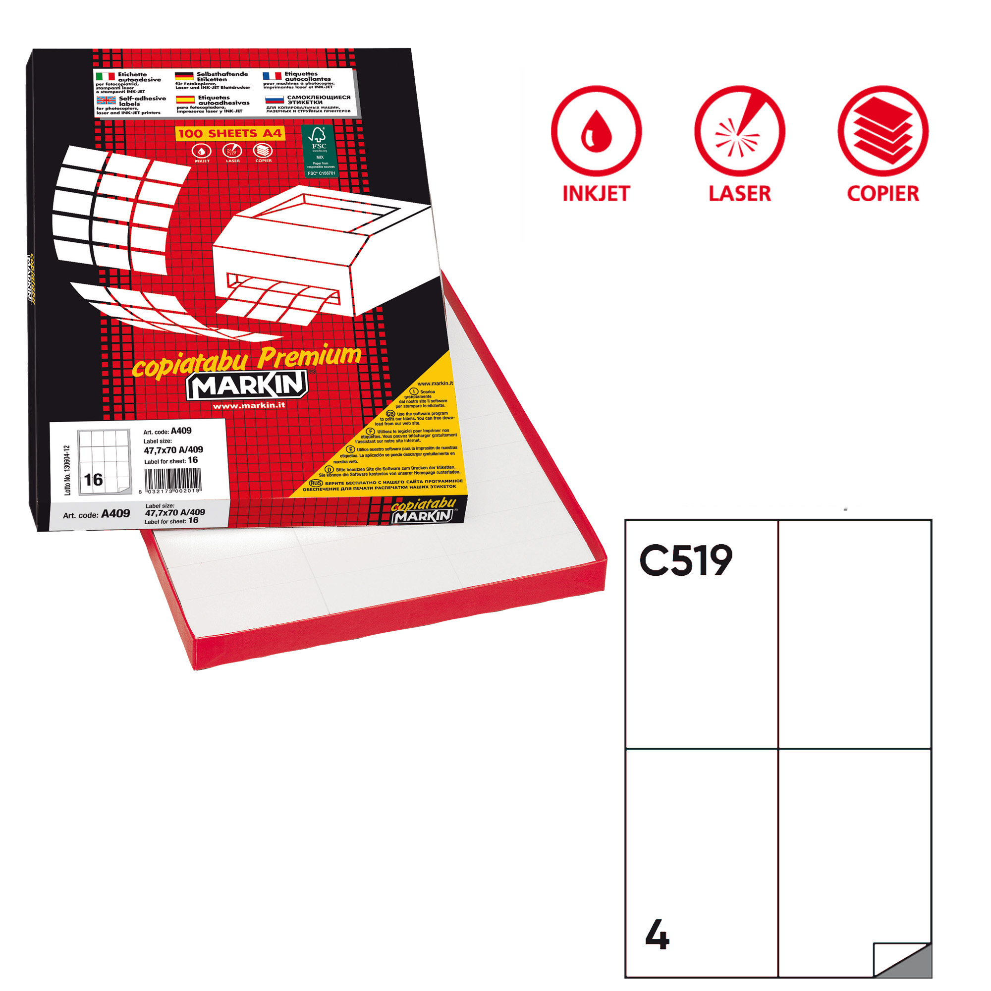 Etichette adesive C/519 - in carta -extra permanenti …