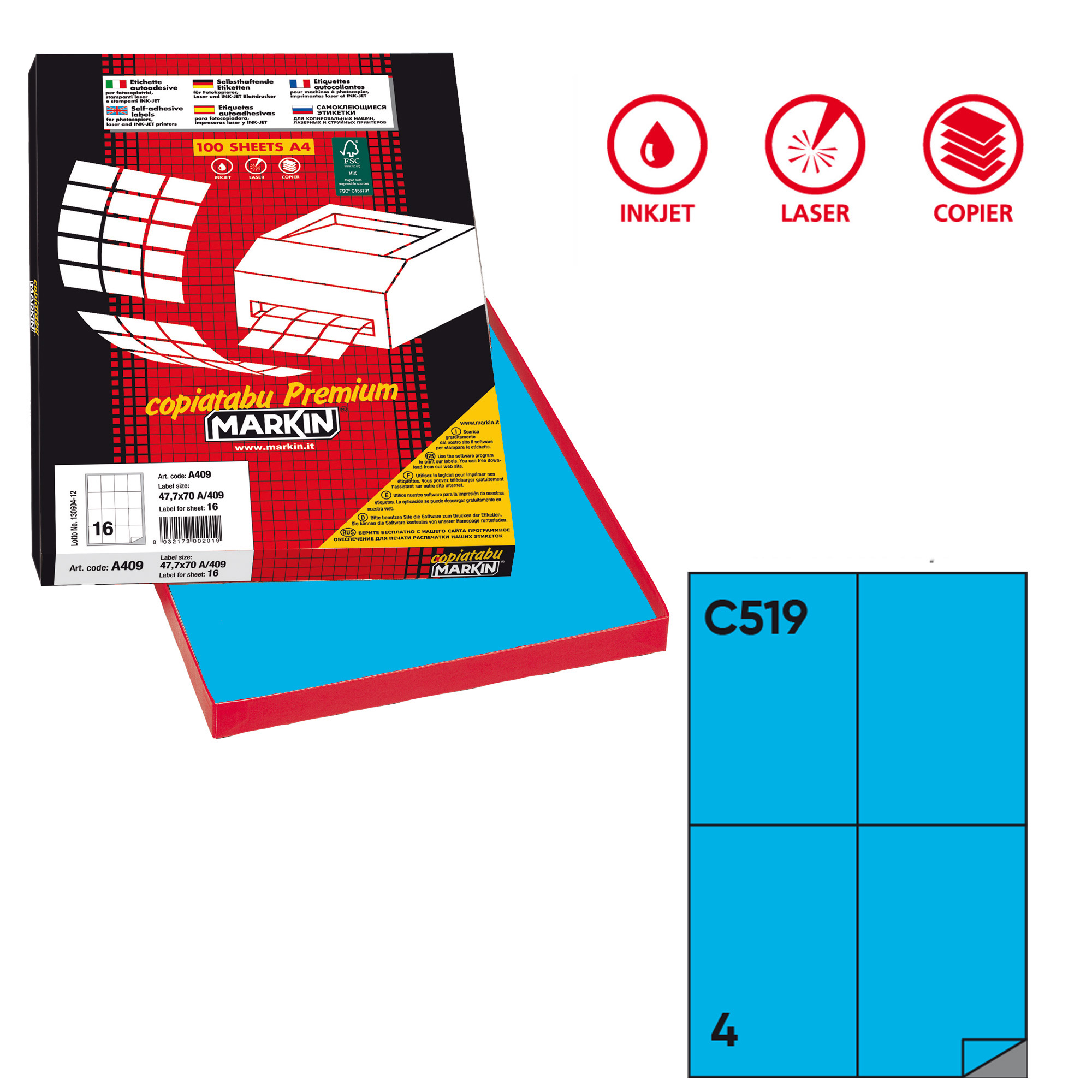 Etichette adesive C/519 - in carta - permanenti …