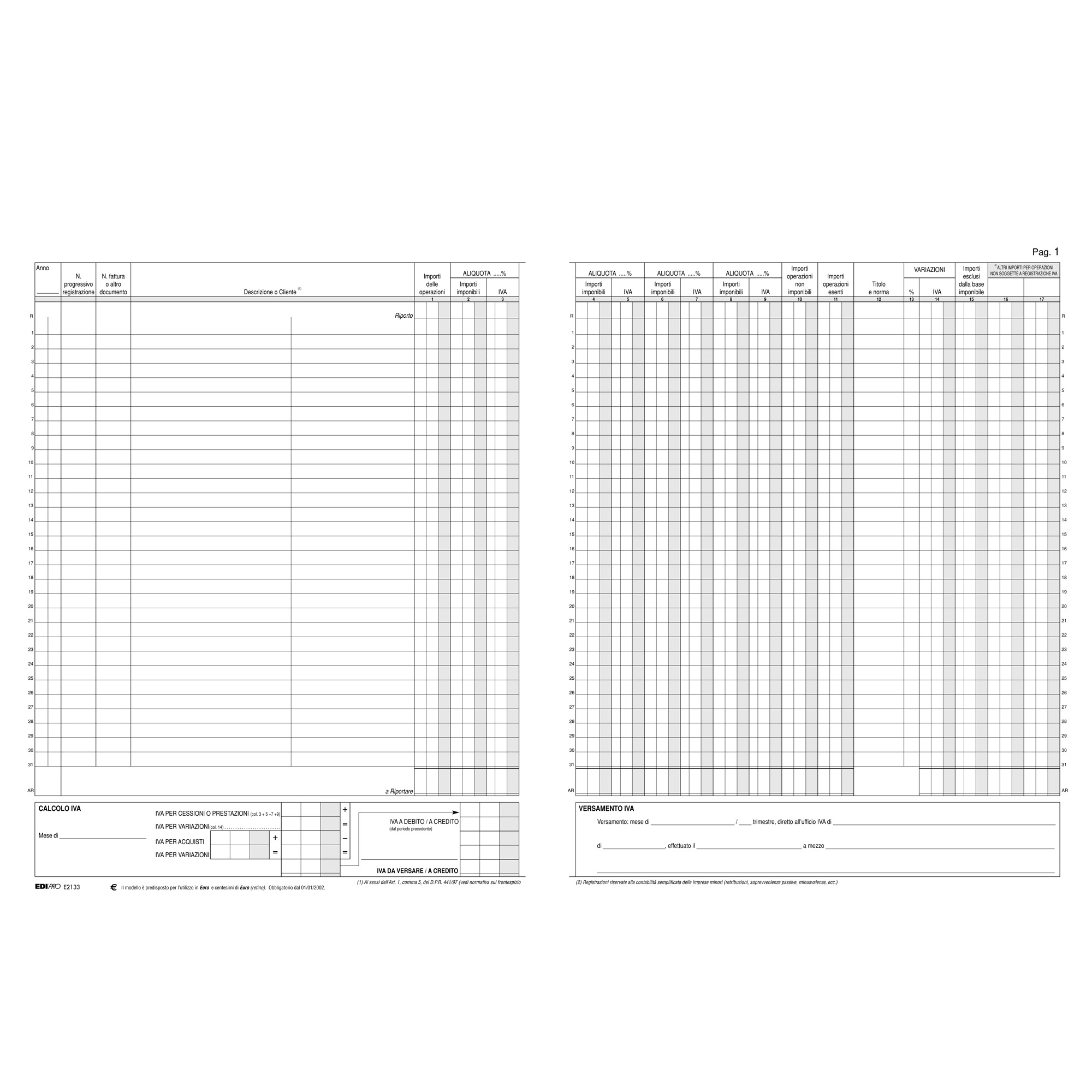 Registro Iva fatture - 31 x 24,5cm - …