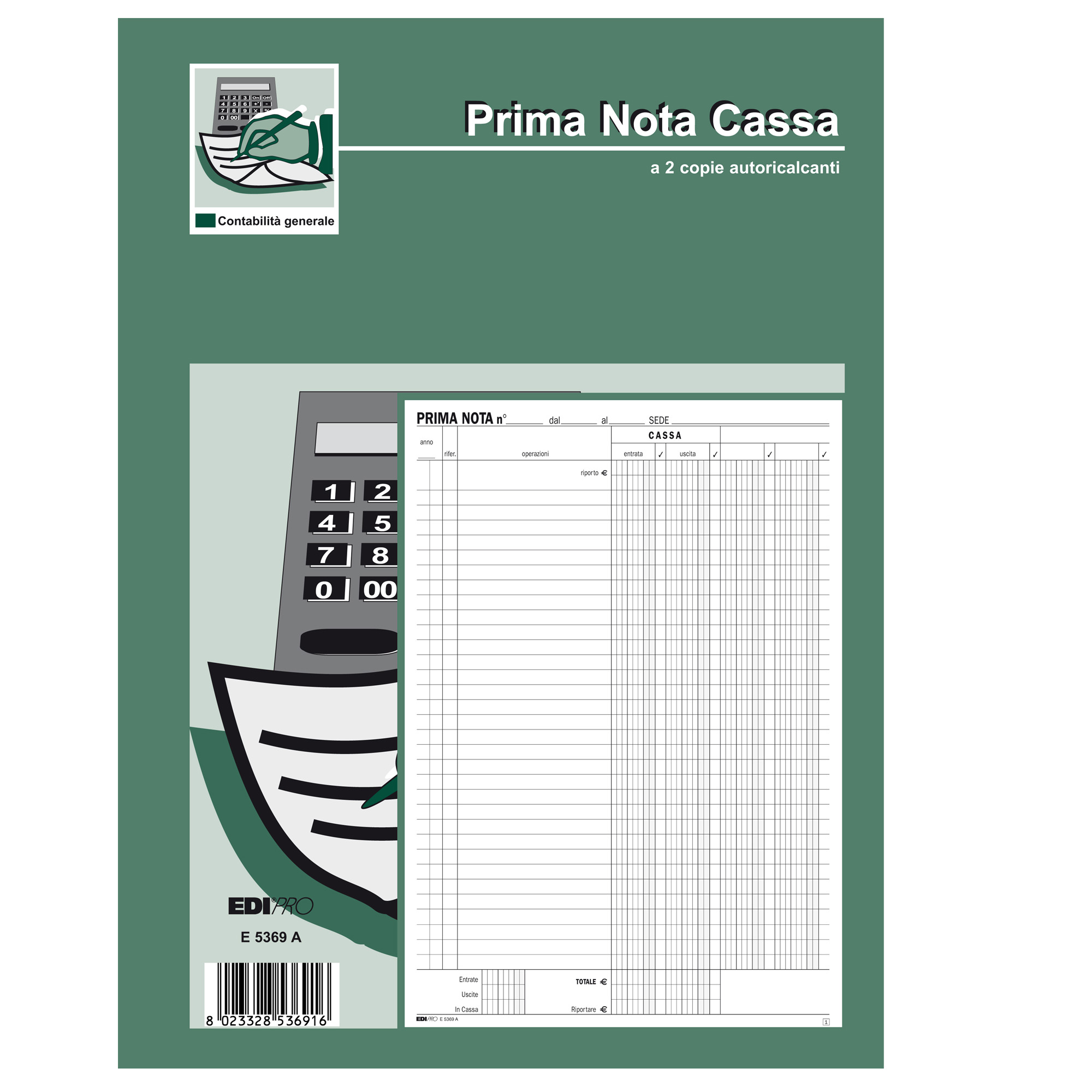 Blocco prima nota cassa - 50/50 fogli autoricalcanti …