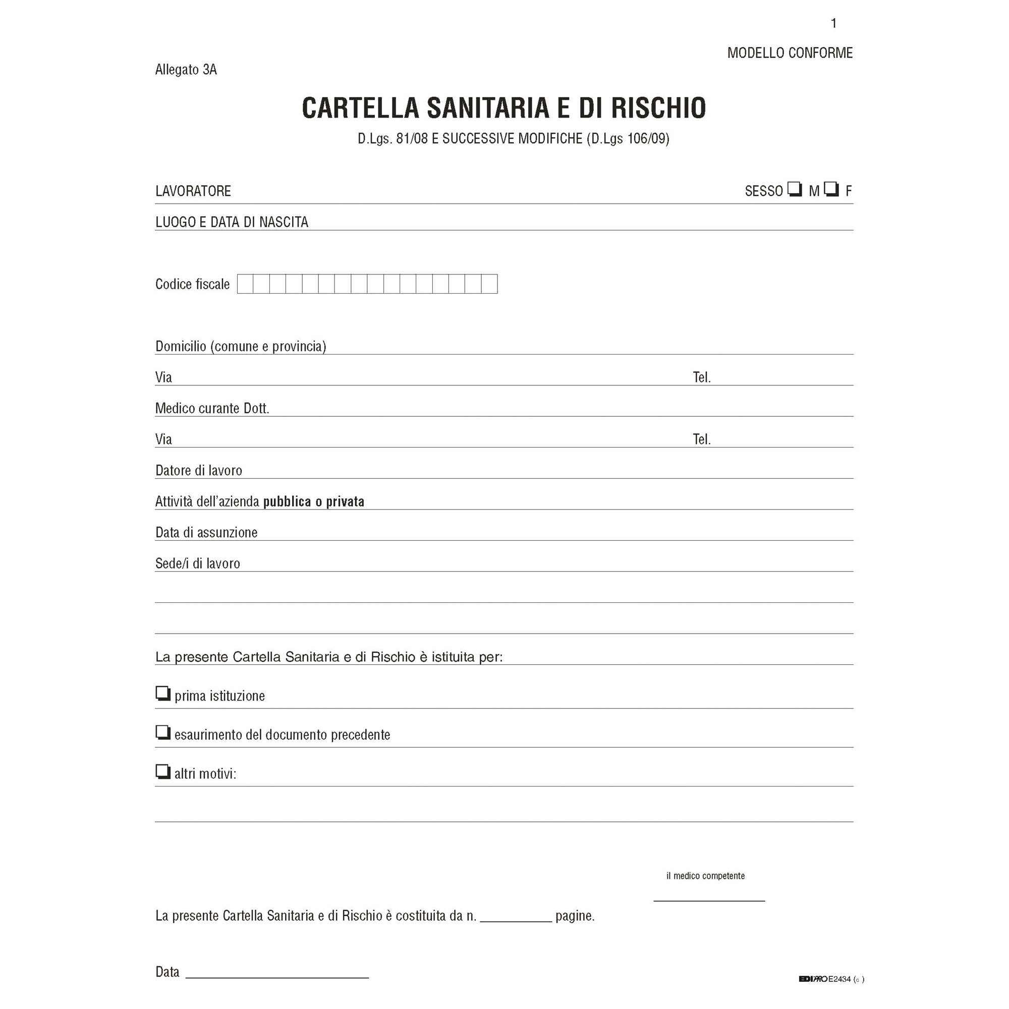 Cartella sanitaria di rischio per lavoratori esposti ad …