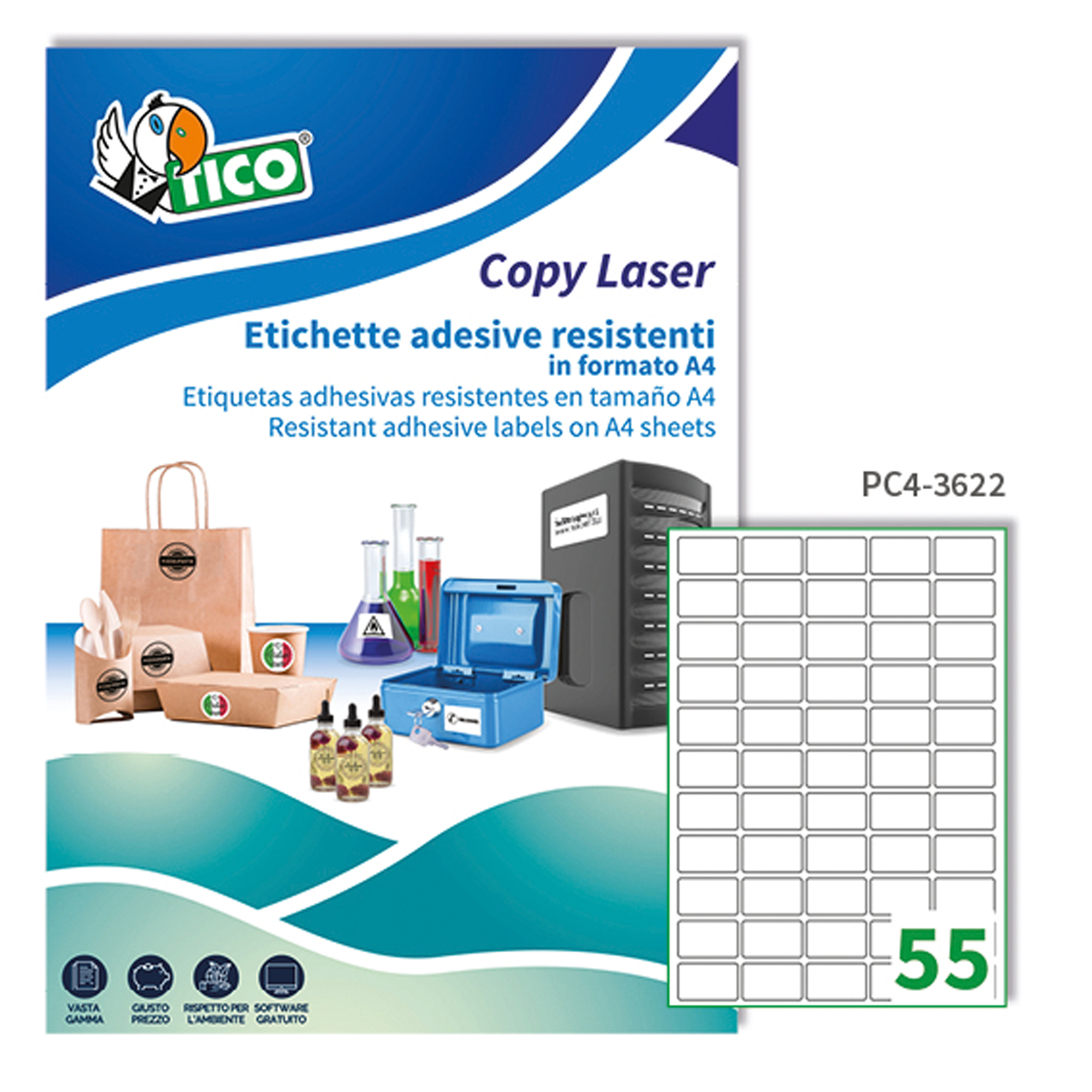 Etichette adesive PC4 - in poliestere - laser …