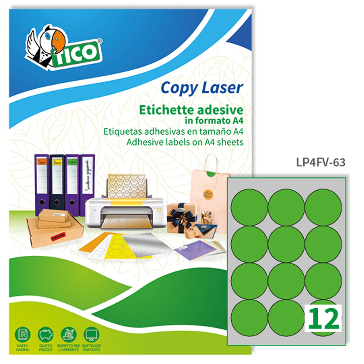 Etichette adesive tonde LP4F - in carta - …