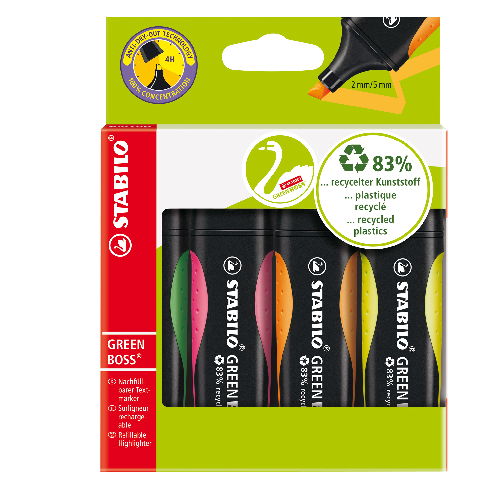 Evidenziatore Green Boss - punta a scalpello - …