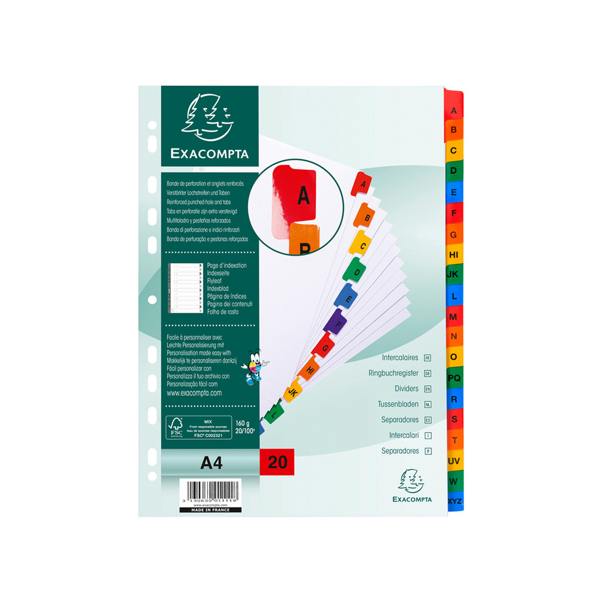 Separatore alfabetico A/Z - cartoncino bianco 160 gr …