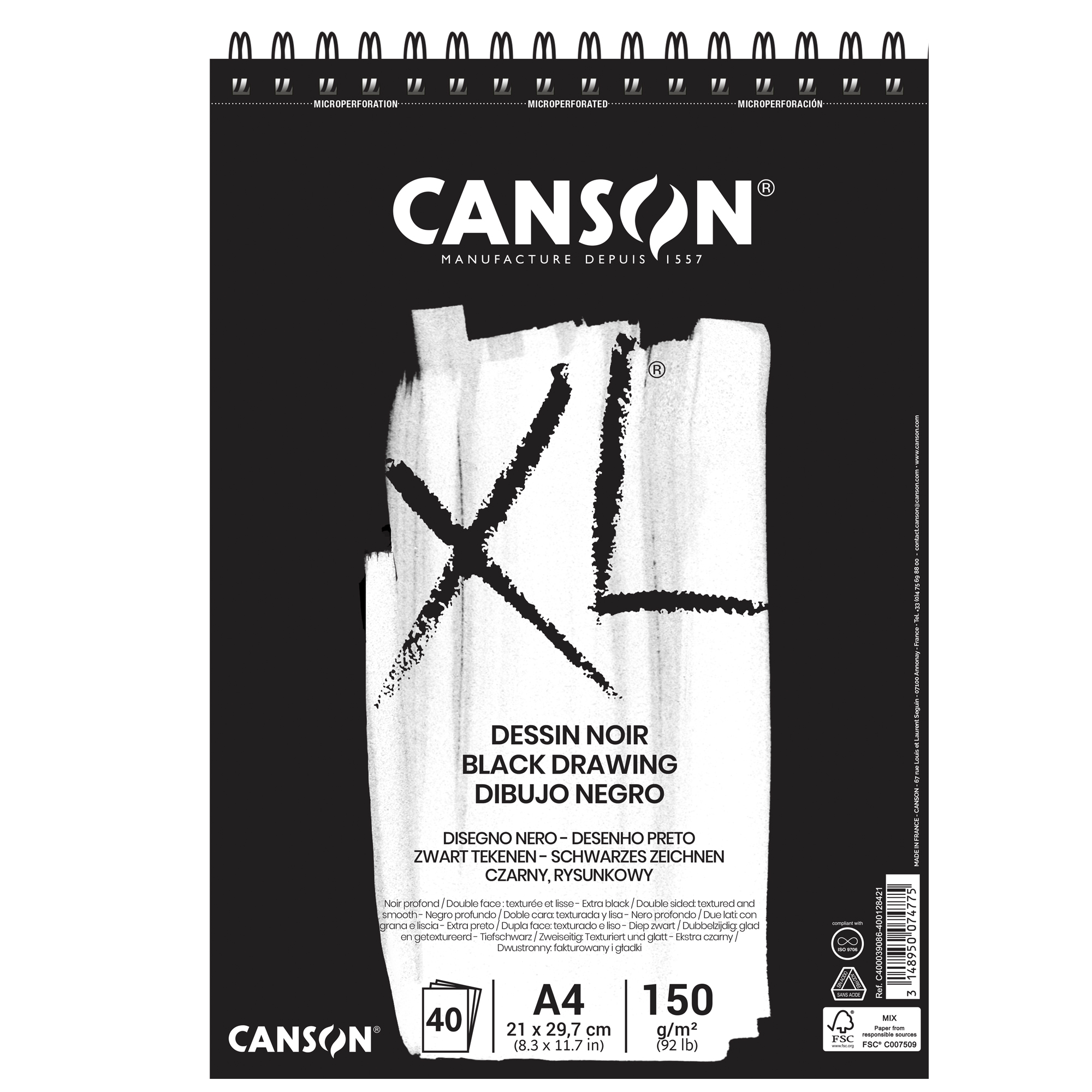 Blocco spiralato Canson Black XL nero 150 g/m² …